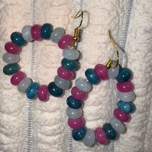 Colorful Beaded Hoop Earrings